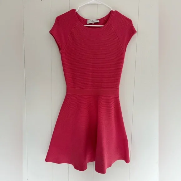 Trina Turk Fit & Flare Knit Cozumel Ribbed Sweater Dress in Hot Coral Pink - Picture 2 of 10